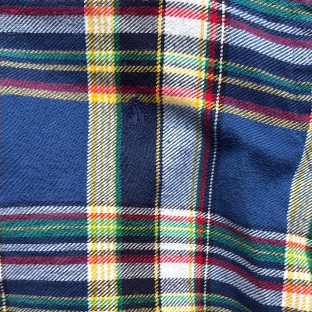 Men's Blue Plaid Shirt Large Brushed Flannel Shirt